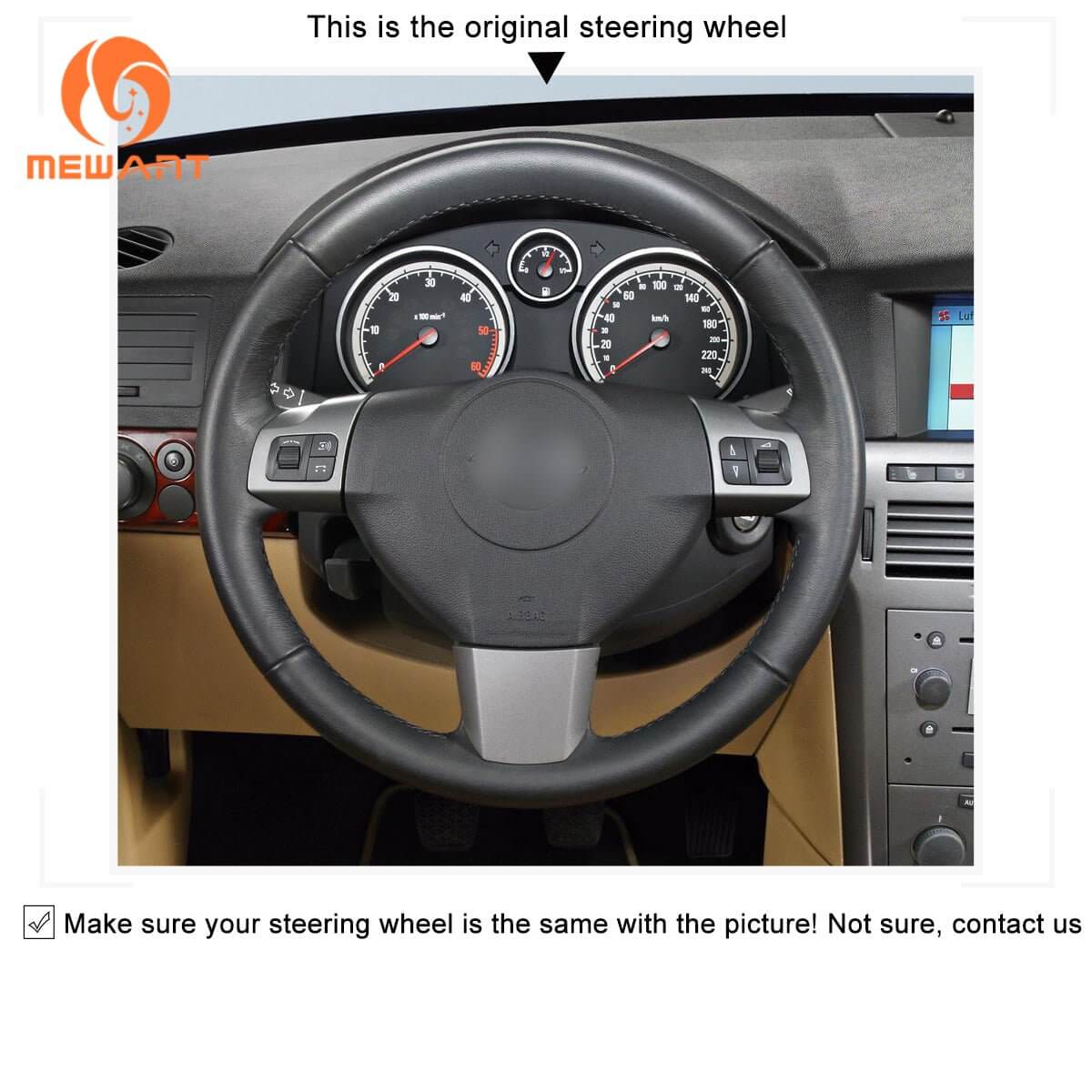 MEWANT Steering Wheel Cover for Opel Astra H Signum Vectra C 2004 - 2009 - Alcantara, Leather, Carbon Fiber, Easy Install, Non - Slip, Best Steering Wheel Cover