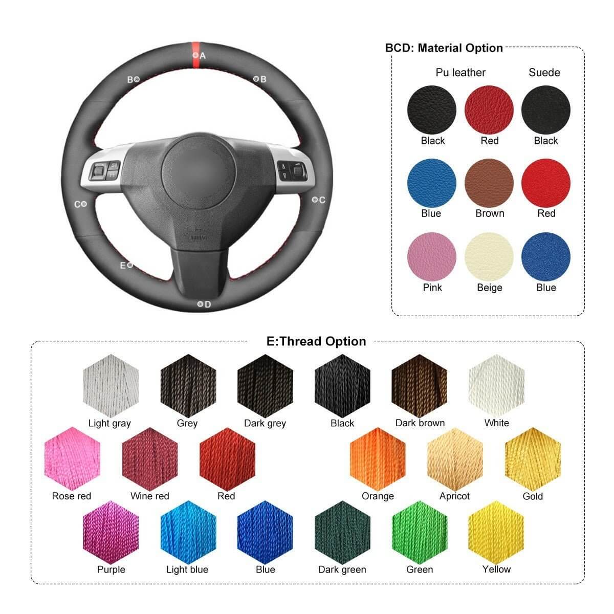 MEWANT Steering Wheel Cover for Opel Astra H Signum Vectra C 2004 - 2009 - Alcantara, Leather, Carbon Fiber, Easy Install, Non - Slip, Best Steering Wheel Cover