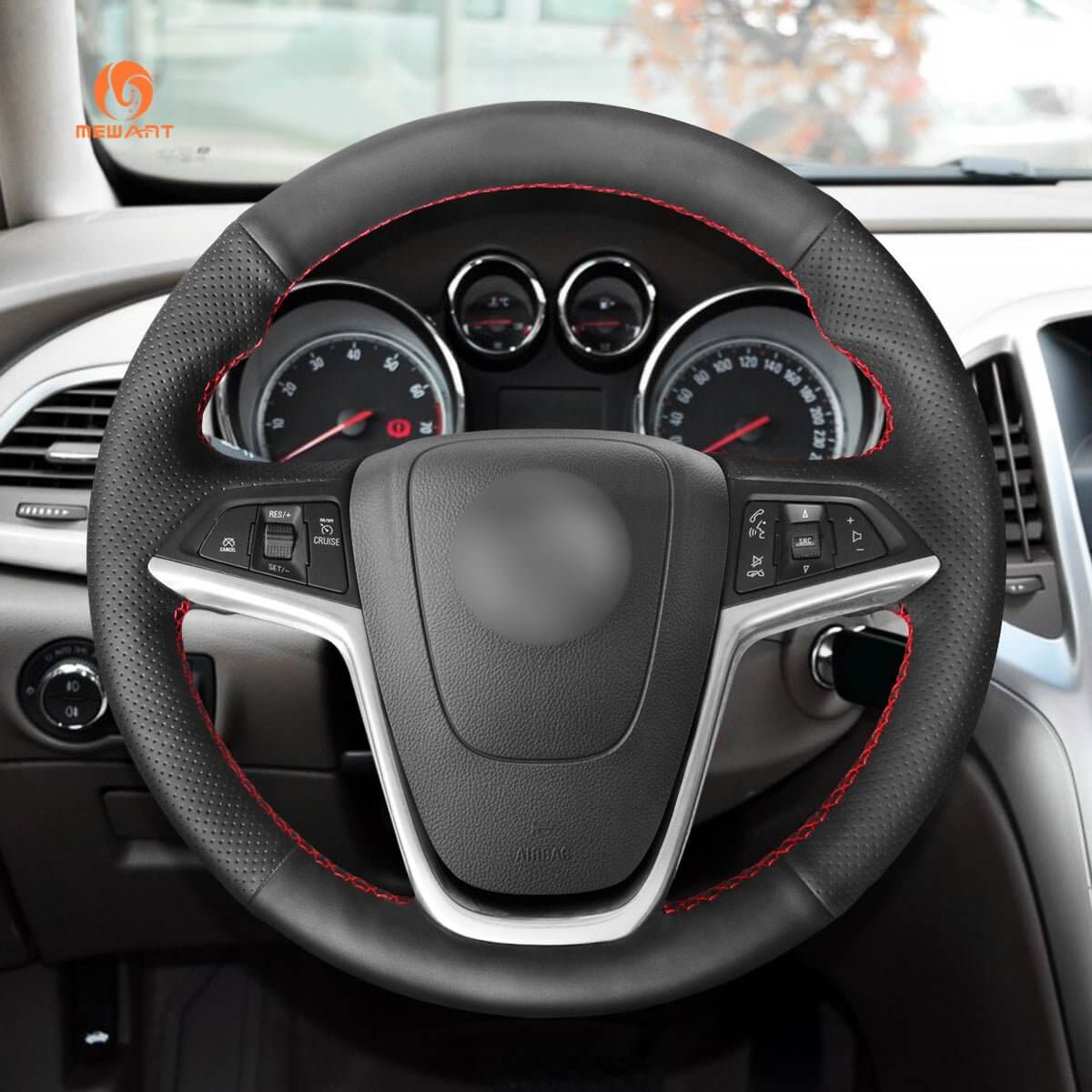 MEWANT Steering Wheel Cover for Opel Astra J Buick Encore 2009 - 2019 - Alcantara, Leather, Carbon Fiber, Easy Install, Non - Slip, Best Steering Wheel Cover