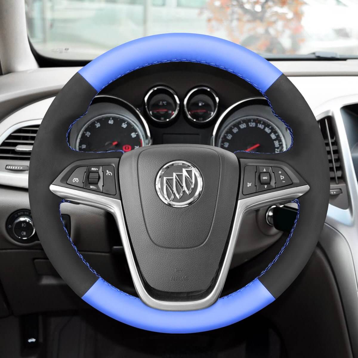 MEWANT Steering Wheel Cover for Opel Astra J Buick Encore 2009 - 2019 - Alcantara, Leather, Carbon Fiber, Easy Install, Non - Slip, Best Steering Wheel Cover