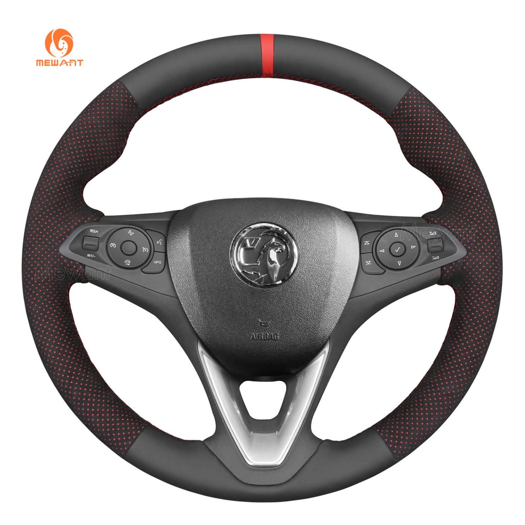 MEWANT Steering Wheel Cover for Opel Astra K Corsa E Crossland Grandland Insignia Zafira 2014 - 2021 - Alcantara, Leather, Carbon Fiber, Easy Install, Non - Slip, Best Steering Wheel Cover