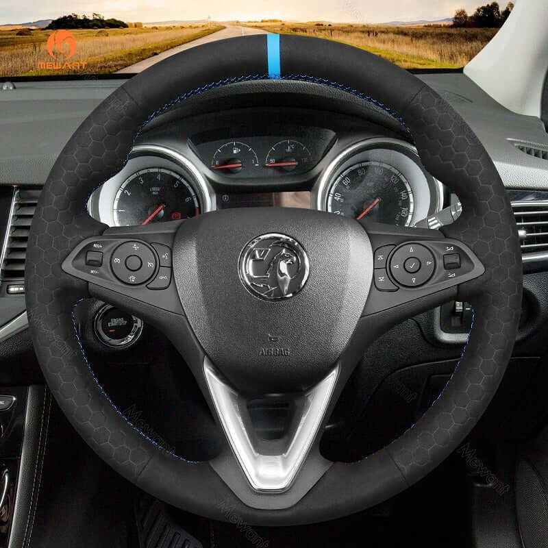 MEWANT Steering Wheel Cover for Opel Astra K Corsa E Crossland Grandland Insignia Zafira 2014 - 2021 - Alcantara, Leather, Carbon Fiber, Easy Install, Non - Slip, Best Steering Wheel Cover