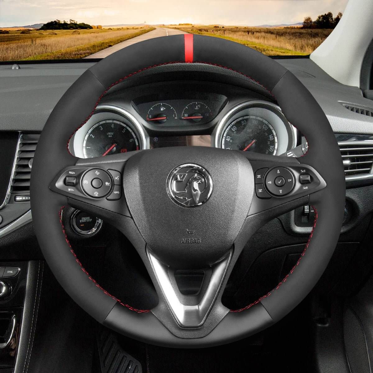 MEWANT Steering Wheel Cover for Opel Astra K Corsa E Crossland Grandland Insignia Zafira 2014 - 2021 - Alcantara, Leather, Carbon Fiber, Easy Install, Non - Slip, Best Steering Wheel Cover