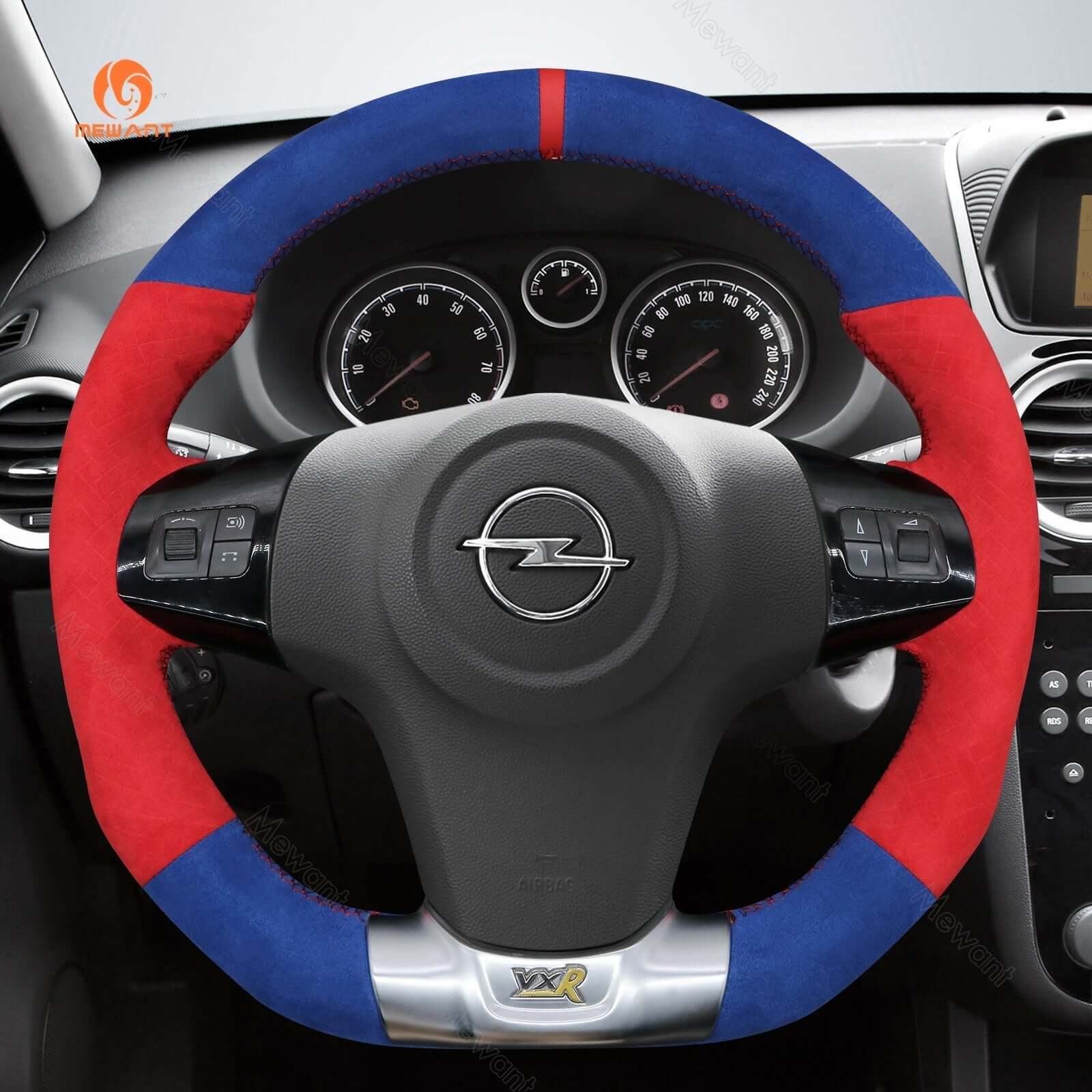 MEWANT Steering Wheel Cover for Opel Corsa OPC 2008 - 2014 - Alcantara, Leather, Carbon Fiber, Easy Install, Non - Slip, Best Steering Wheel Cover