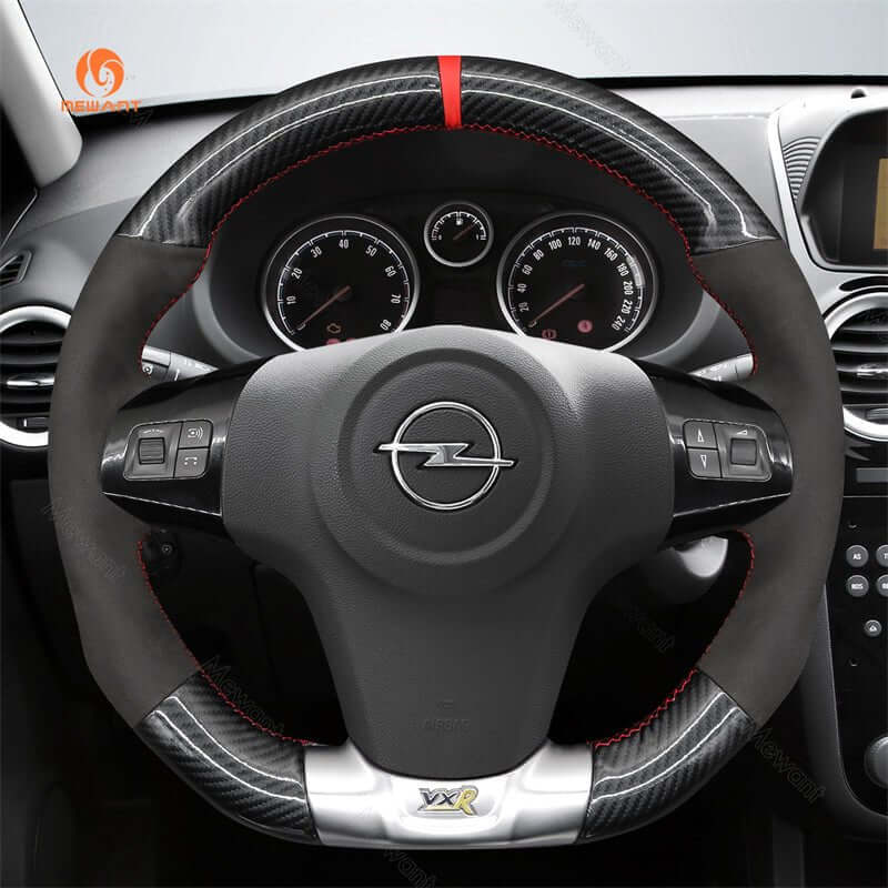 MEWANT Steering Wheel Cover for Opel Corsa OPC 2008 - 2014 - Alcantara, Leather, Carbon Fiber, Easy Install, Non - Slip, Best Steering Wheel Cover