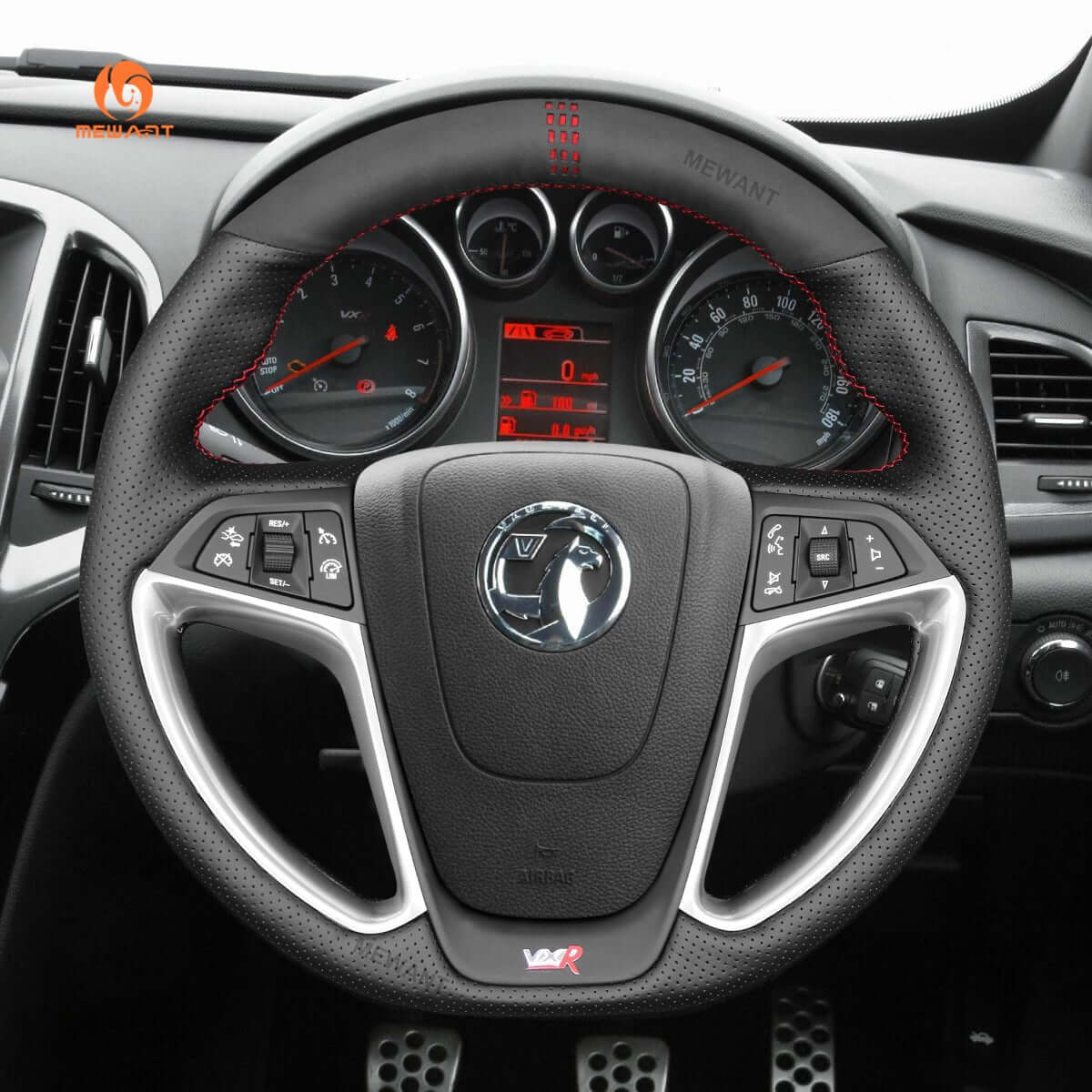 MEWANT Steering Wheel Cover for Opel / Vauxhall / Holden Astra GTC OPC VXR 2012 - 2018 - Alcantara, Leather, Carbon Fiber, Easy Install, Non - Slip, Best Steering Wheel Cover