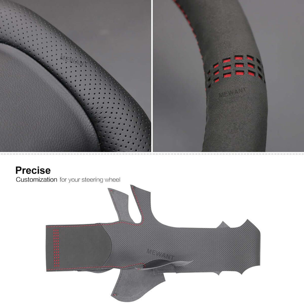 MEWANT Steering Wheel Cover for Opel / Vauxhall / Holden Astra GTC OPC VXR 2012 - 2018 - Alcantara, Leather, Carbon Fiber, Easy Install, Non - Slip, Best Steering Wheel Cover