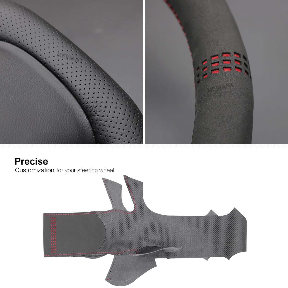 MEWANT Steering Wheel Cover for Opel / Vauxhall / Holden Astra GTC OPC VXR 2012 - 2018 - Alcantara, Leather, Carbon Fiber, Easy Install, Non - Slip, Best Steering Wheel Cover