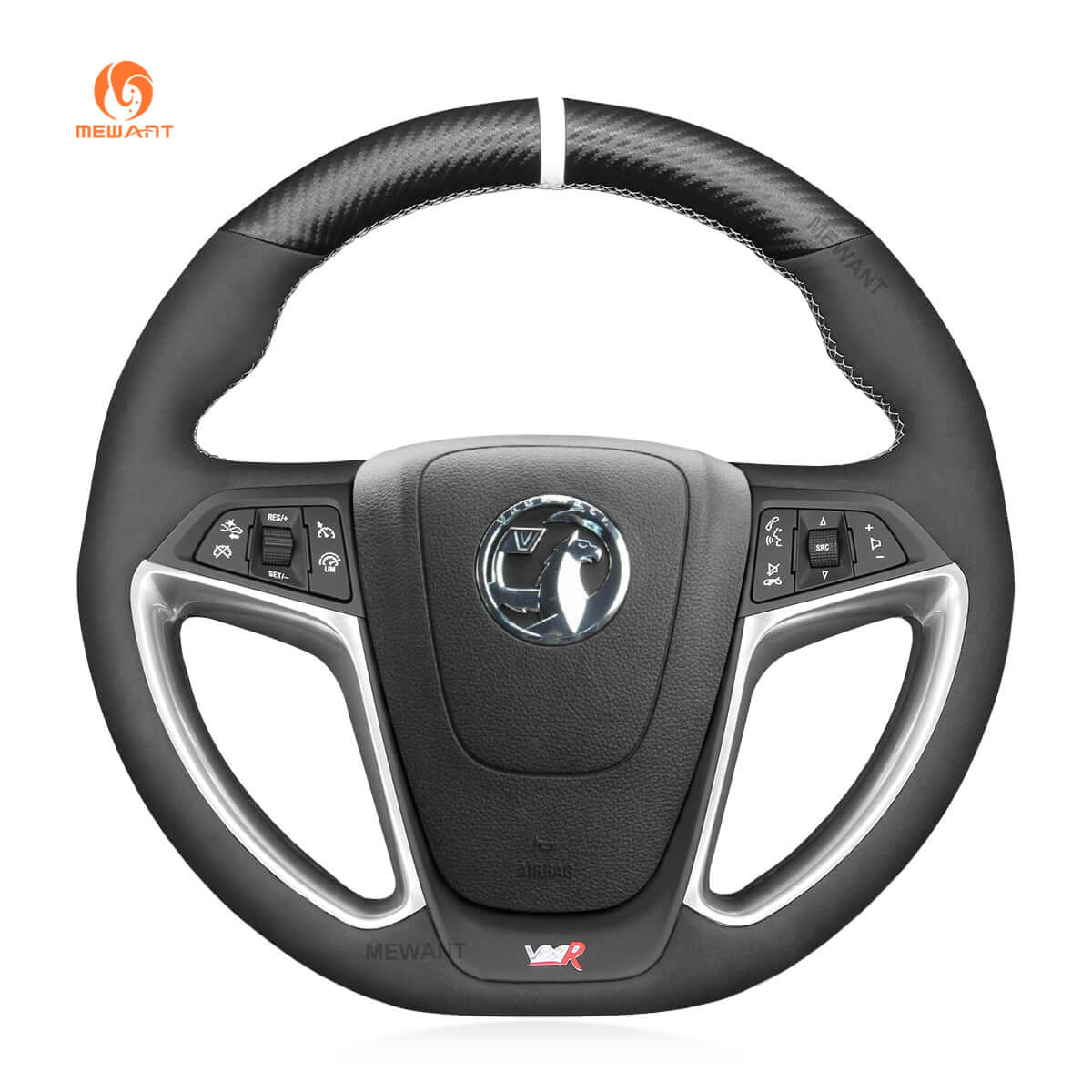 MEWANT Steering Wheel Cover for Opel / Vauxhall / Holden Astra GTC OPC VXR 2012 - 2018 - Alcantara, Leather, Carbon Fiber, Easy Install, Non - Slip, Best Steering Wheel Cover