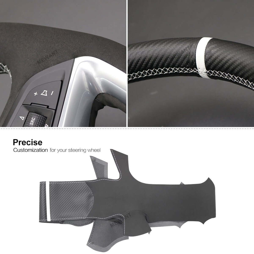 MEWANT Steering Wheel Cover for Opel / Vauxhall / Holden Astra GTC OPC VXR 2012 - 2018 - Alcantara, Leather, Carbon Fiber, Easy Install, Non - Slip, Best Steering Wheel Cover