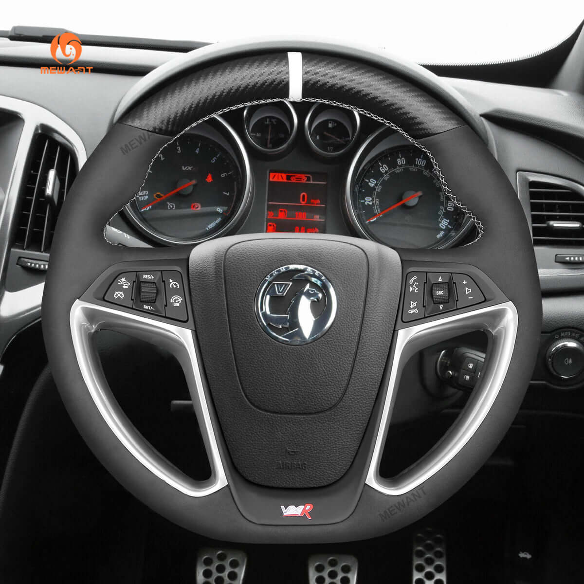 MEWANT Steering Wheel Cover for Opel / Vauxhall / Holden Astra GTC OPC VXR 2012 - 2018 - Alcantara, Leather, Carbon Fiber, Easy Install, Non - Slip, Best Steering Wheel Cover