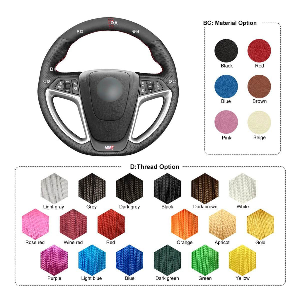 MEWANT Steering Wheel Cover for Opel / Vauxhall / Holden Astra GTC OPC VXR 2012 - 2018 - Alcantara, Leather, Carbon Fiber, Easy Install, Non - Slip, Best Steering Wheel Cover