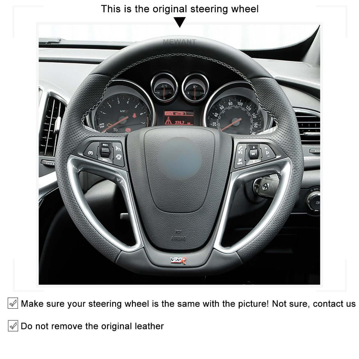 MEWANT Steering Wheel Cover for Opel / Vauxhall / Holden Astra GTC OPC VXR 2012 - 2018 - Alcantara, Leather, Carbon Fiber, Easy Install, Non - Slip, Best Steering Wheel Cover
