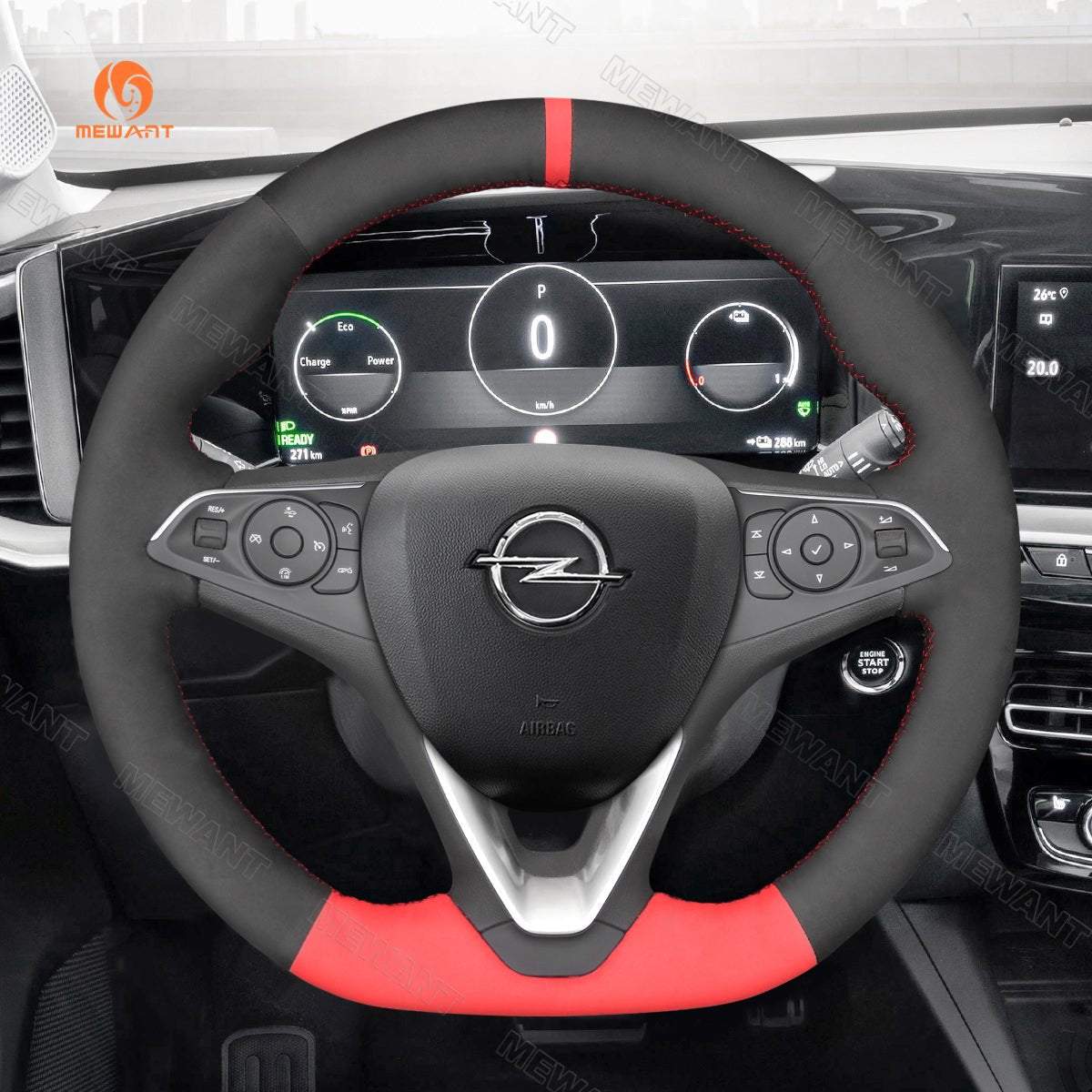 MEWANT Steering Wheel Cover for Opel / Vauxhall / Holden Calais Commodore Astra K Corsa F Grandland X Insignia 2015 - 2021 - Alcantara, Leather, Carbon Fiber, Easy Install, Non - Slip, Best Steering Wheel Cover