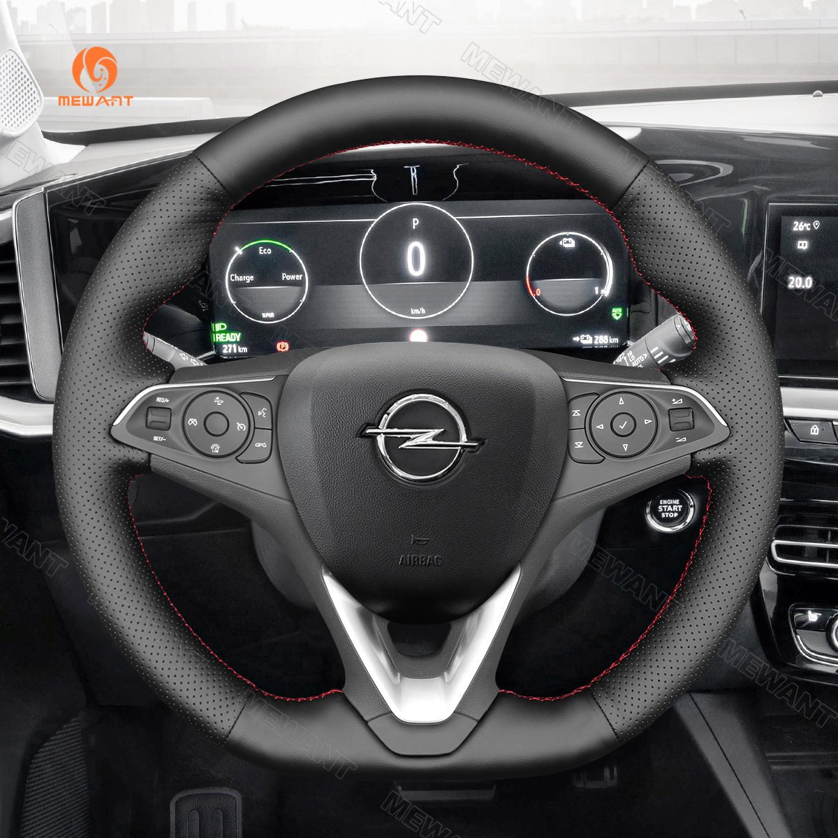 MEWANT Steering Wheel Cover for Opel / Vauxhall / Holden Calais Commodore Astra K Corsa F Grandland X Insignia 2015 - 2021 - Alcantara, Leather, Carbon Fiber, Easy Install, Non - Slip, Best Steering Wheel Cover