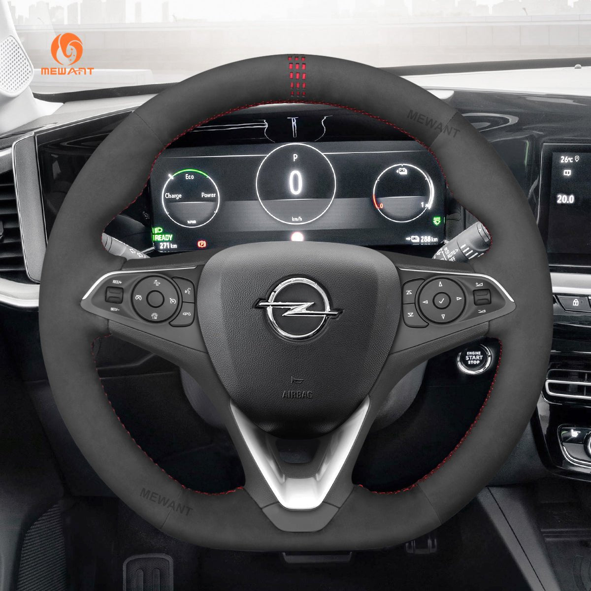 MEWANT Steering Wheel Cover for Opel / Vauxhall / Holden Calais Commodore Astra K Corsa F Grandland X Insignia 2015 - 2021 - Alcantara, Leather, Carbon Fiber, Easy Install, Non - Slip, Best Steering Wheel Cover