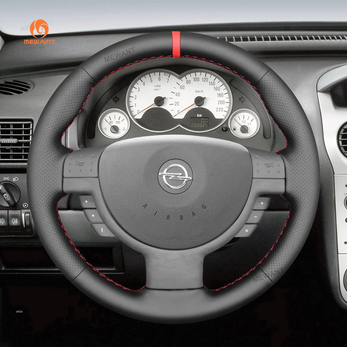 MEWANT Steering Wheel Cover for Opel / Vauxhall / Holden Corsa Combo Barina Tigra 2000 - 2011 - Alcantara, Leather, Carbon Fiber, Easy Install, Non - Slip, Best Steering Wheel Cover