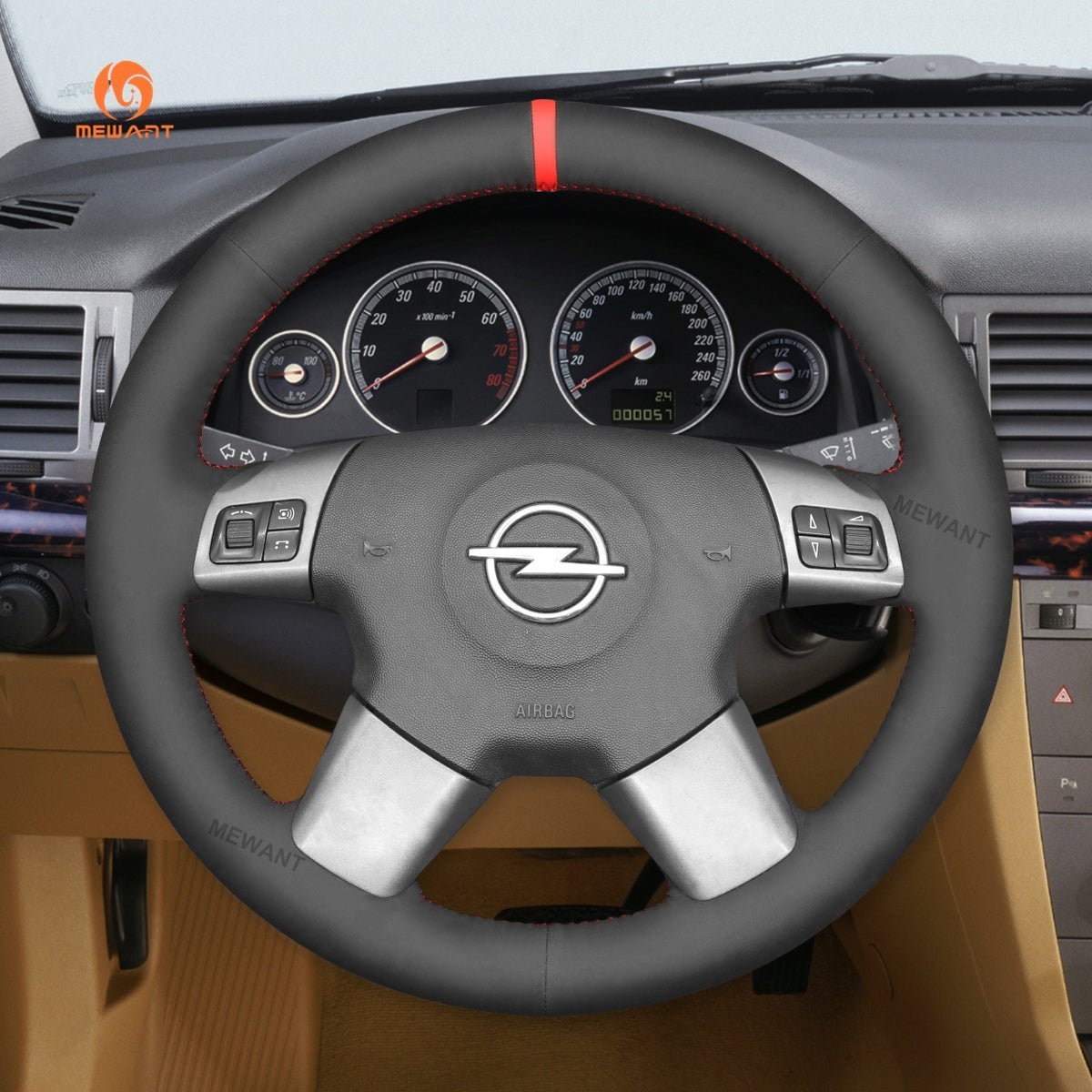 MEWANT Steering Wheel Cover for Opel / Vauxhall Vectra C Signum 2002 - 2005 - Alcantara, Leather, Carbon Fiber, Easy Install, Non - Slip, Best Steering Wheel Cover