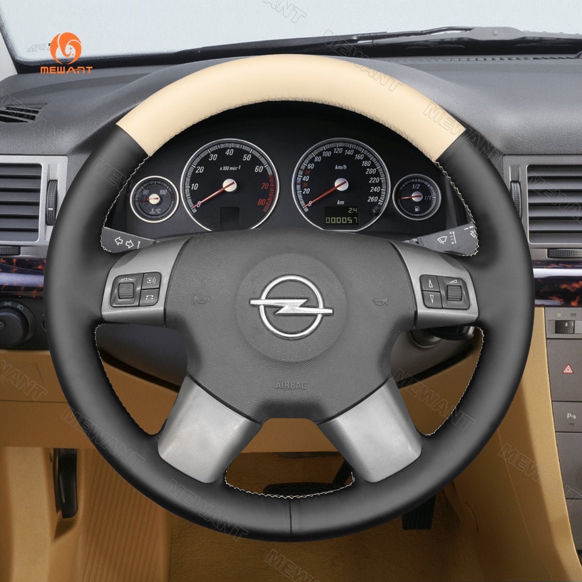 MEWANT Steering Wheel Cover for Opel / Vauxhall Vectra C Signum 2002 - 2005 - Alcantara, Leather, Carbon Fiber, Easy Install, Non - Slip, Best Steering Wheel Cover