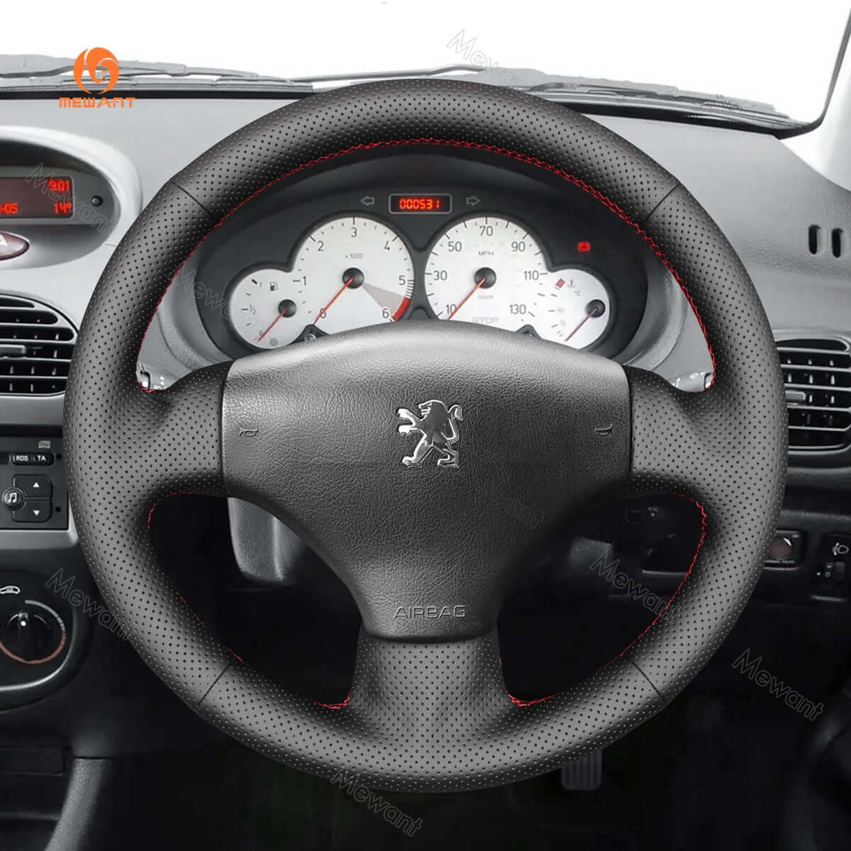 MEWANT Steering Wheel Cover for Peugeot 206 SW 2001 - 2009 - Alcantara, Leather, Carbon Fiber, Easy Install, Non - Slip, Best Steering Wheel Cover