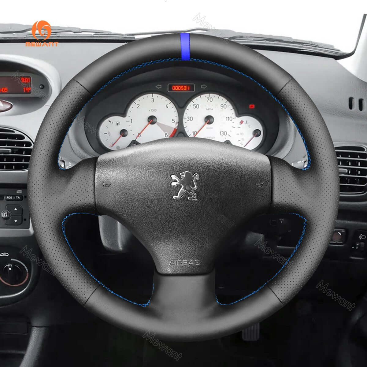 MEWANT Steering Wheel Cover for Peugeot 206 SW 2001 - 2009 - Alcantara, Leather, Carbon Fiber, Easy Install, Non - Slip, Best Steering Wheel Cover