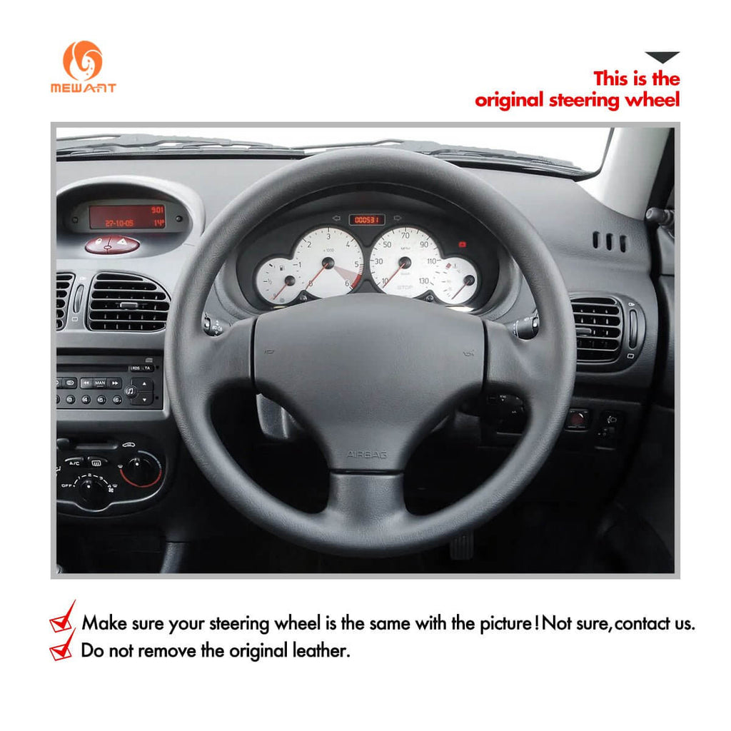 MEWANT Steering Wheel Cover for Peugeot 206 SW 2001 - 2009 - Alcantara, Leather, Carbon Fiber, Easy Install, Non - Slip, Best Steering Wheel Cover