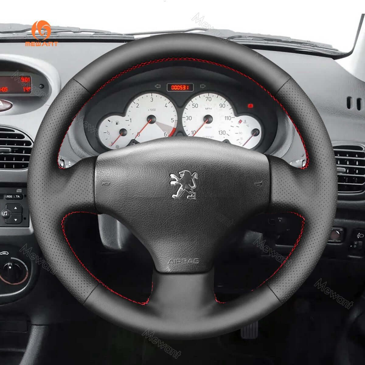 MEWANT Steering Wheel Cover for Peugeot 206 SW 2001 - 2009 - Alcantara, Leather, Carbon Fiber, Easy Install, Non - Slip, Best Steering Wheel Cover