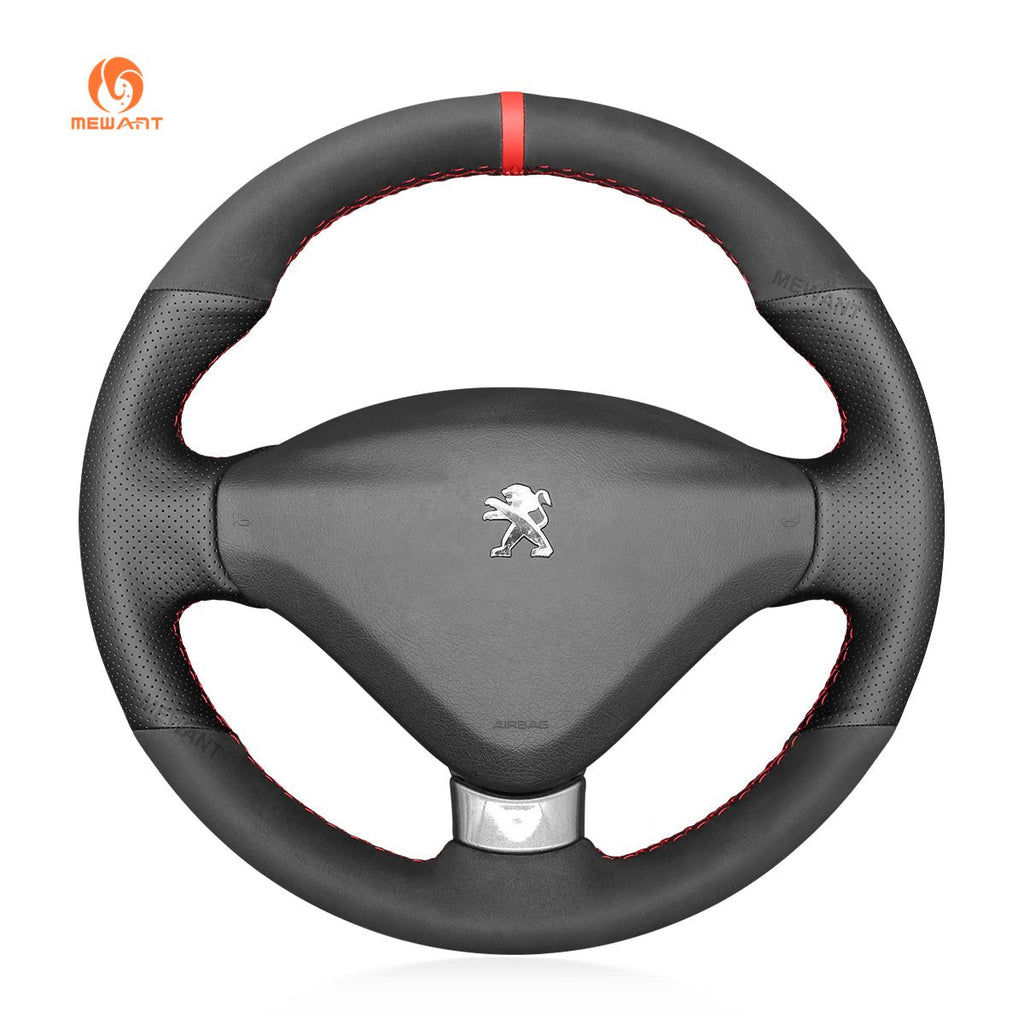MEWANT Steering Wheel Cover for Peugeot 207 CC 2012 - 2014 - Alcantara, Leather, Carbon Fiber, Easy Install, Non - Slip, Best Steering Wheel Cover