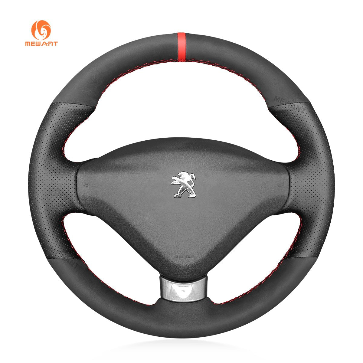 MEWANT Steering Wheel Cover for Peugeot 207 CC 2012 - 2014 - Alcantara, Leather, Carbon Fiber, Easy Install, Non - Slip, Best Steering Wheel Cover