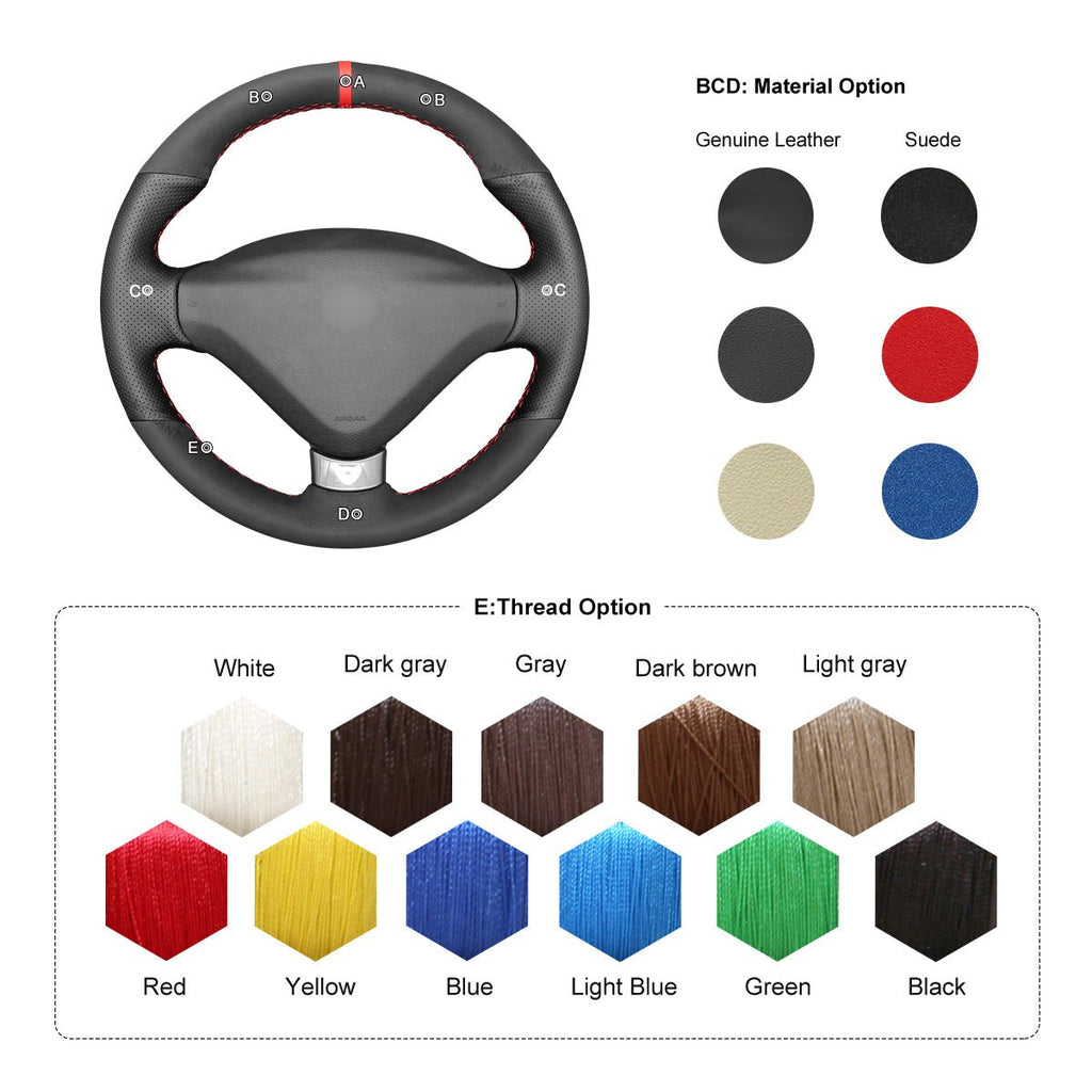 MEWANT Steering Wheel Cover for Peugeot 207 CC 2012 - 2014 - Alcantara, Leather, Carbon Fiber, Easy Install, Non - Slip, Best Steering Wheel Cover