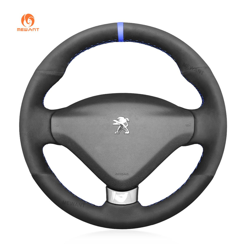 MEWANT Steering Wheel Cover for Peugeot 207 CC 2012 - 2014 - Alcantara, Leather, Carbon Fiber, Easy Install, Non - Slip, Best Steering Wheel Cover