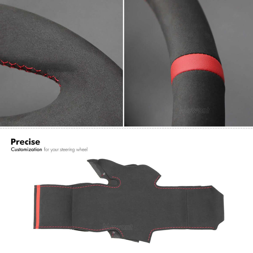 MEWANT Steering Wheel Cover for Peugeot 208 2008 308 SW 2012 - 2019 - Alcantara, Leather, Carbon Fiber, Easy Install, Non - Slip, Best Steering Wheel Cover