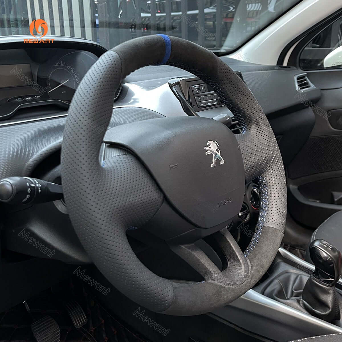 MEWANT Steering Wheel Cover for Peugeot 208 2008 308 SW 2012 - 2019 - Alcantara, Leather, Carbon Fiber, Easy Install, Non - Slip, Best Steering Wheel Cover