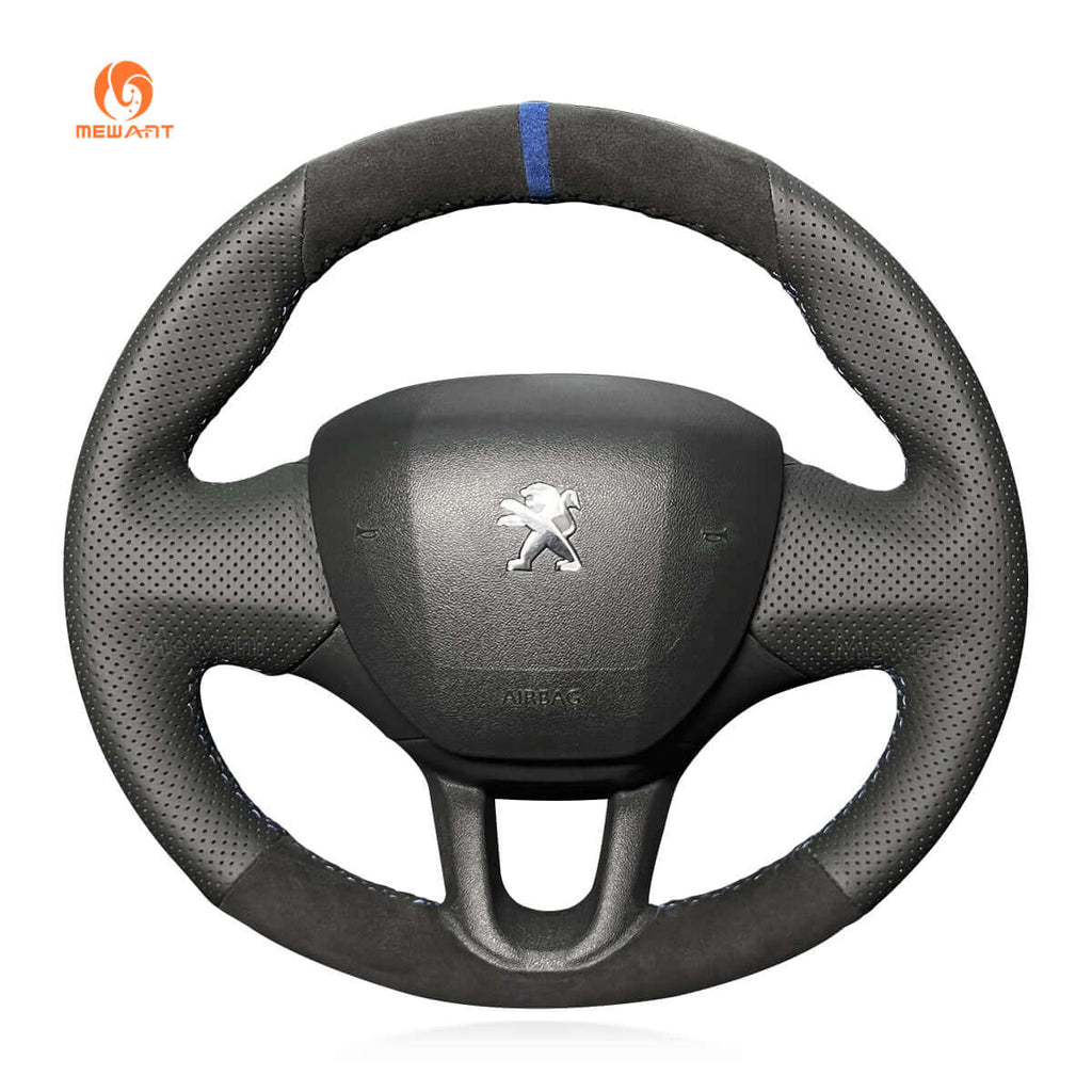 MEWANT Steering Wheel Cover for Peugeot 208 2008 308 SW 2012 - 2019 - Alcantara, Leather, Carbon Fiber, Easy Install, Non - Slip, Best Steering Wheel Cover