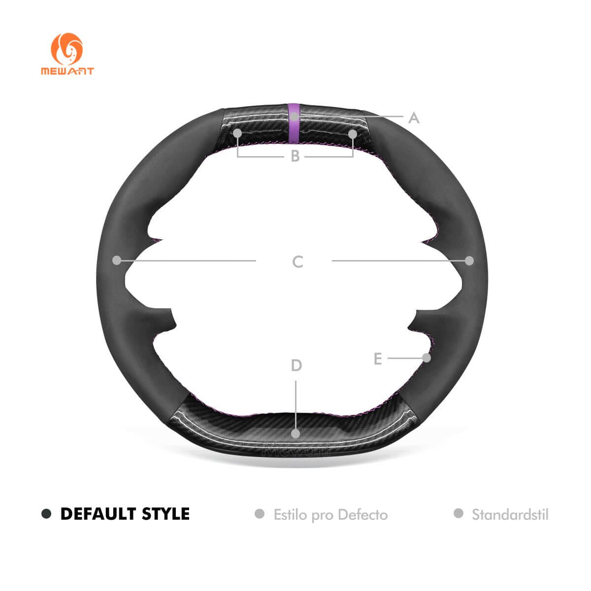 MEWANT Steering Wheel Cover for Peugeot 208 308 SW 2008 3008 508 SW 5008 Partner Rifter 2016 - 2022 - Alcantara, Leather, Carbon Fiber, Easy Install, Non - Slip, Best Steering Wheel Cover