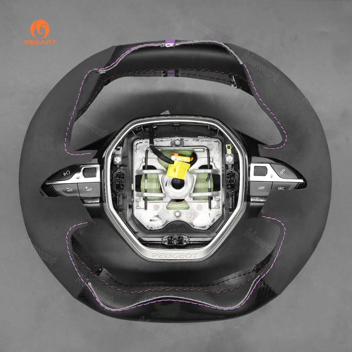 MEWANT Steering Wheel Cover for Peugeot 208 308 SW 2008 3008 508 SW 5008 Partner Rifter 2016 - 2022 - Alcantara, Leather, Carbon Fiber, Easy Install, Non - Slip, Best Steering Wheel Cover