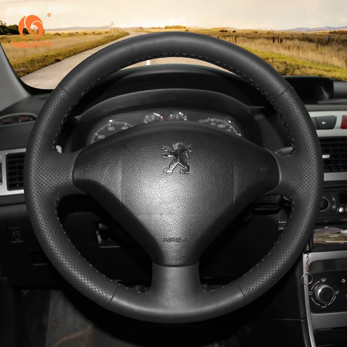 MEWANT Steering Wheel Cover for Peugeot 307 307 SW 2001 - 2008 - Alcantara, Leather, Carbon Fiber, Easy Install, Non - Slip, Best Steering Wheel Cover
