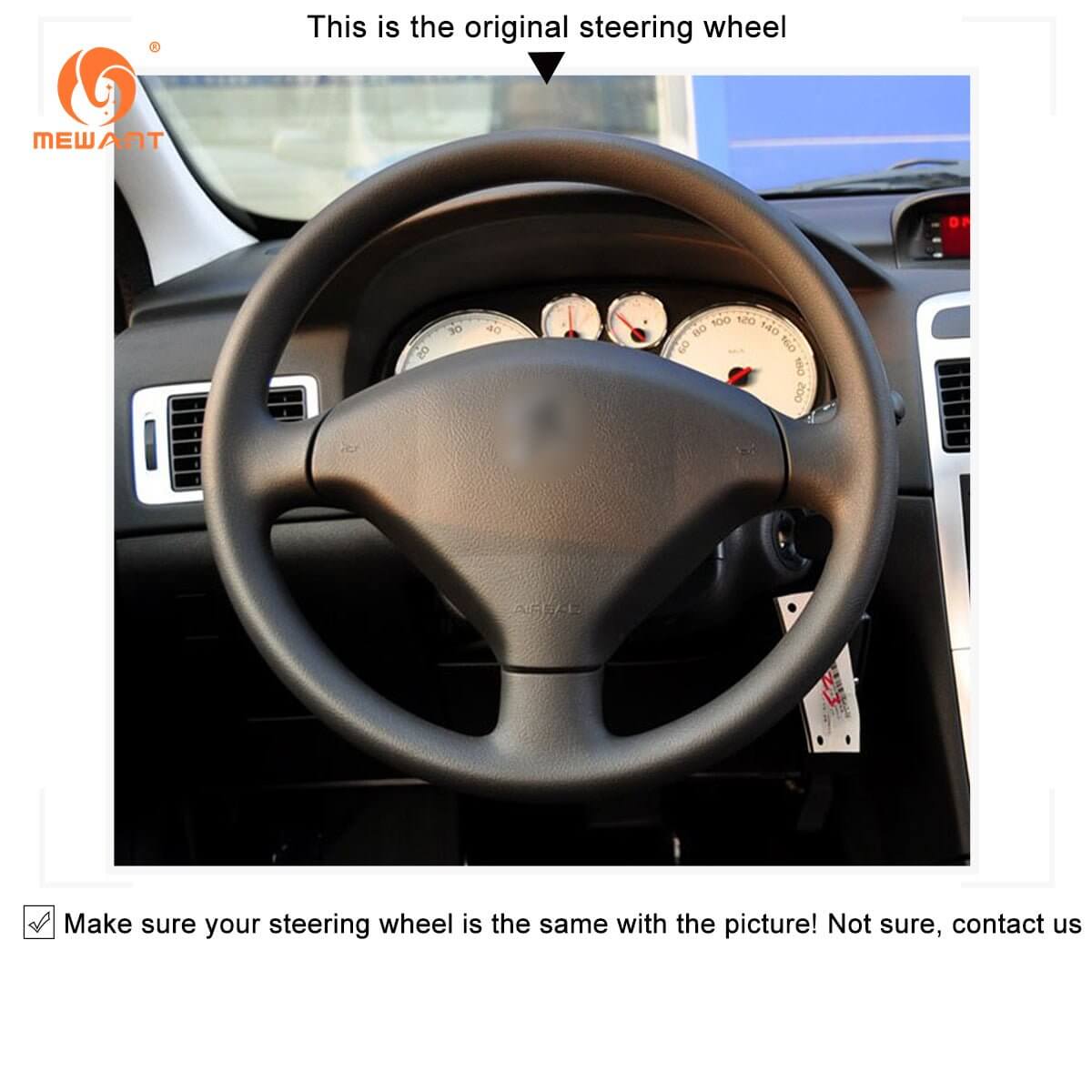 MEWANT Steering Wheel Cover for Peugeot 307 307 SW 2001 - 2008 - Alcantara, Leather, Carbon Fiber, Easy Install, Non - Slip, Best Steering Wheel Cover