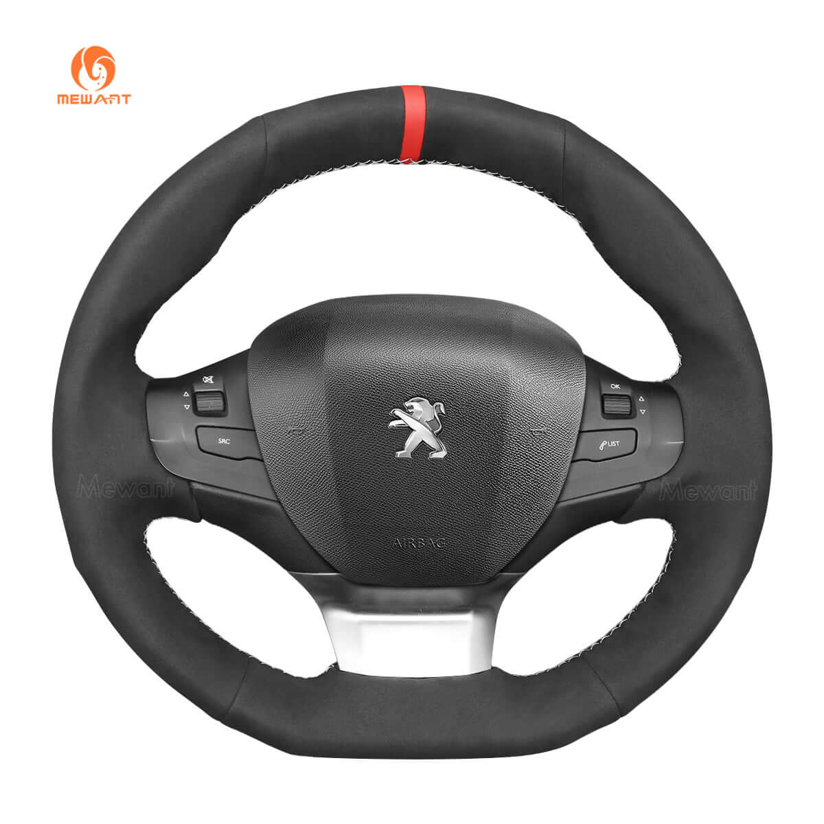 MEWANT Steering Wheel Cover for Peugeot 308 308 SW 2013 - 2021 - Alcantara, Leather, Carbon Fiber, Easy Install, Non - Slip, Best Steering Wheel Cover
