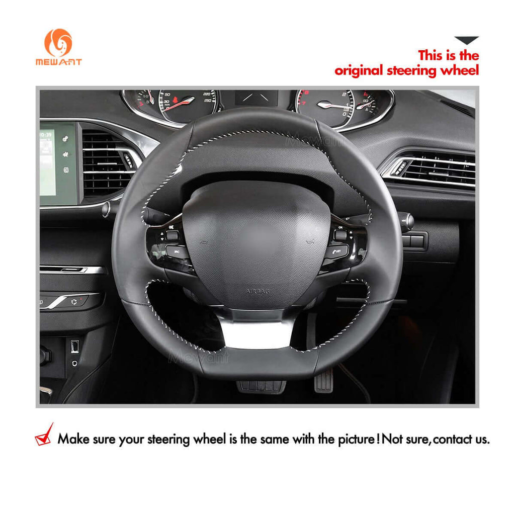 MEWANT Steering Wheel Cover for Peugeot 308 308 SW 2013 - 2021 - Alcantara, Leather, Carbon Fiber, Easy Install, Non - Slip, Best Steering Wheel Cover