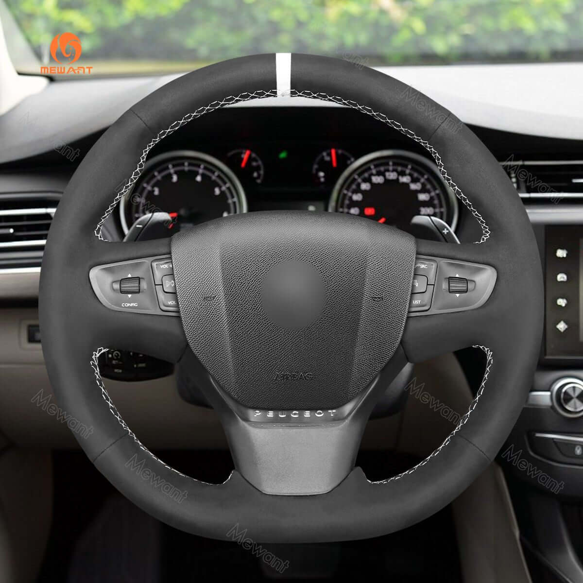 MEWANT Steering Wheel Cover for Peugeot Expert Traveller 2016 - 2026 - Alcantara, Leather, Carbon Fiber, Easy Install, Non - Slip, Best Steering Wheel Cover