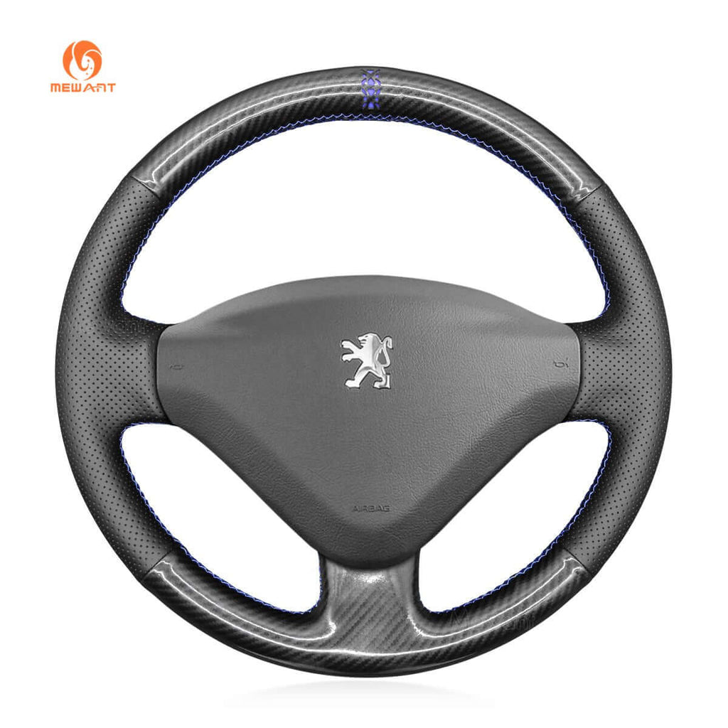MEWANT Steering Wheel Cover for Peugeot / Fiat / Citreon Scudo 206 plus 207 CC SW Expert Partner Berlingo Jumpy 2006 - 2018 - Alcantara, Leather, Carbon Fiber, Easy Install, Non - Slip, Best Steering Wheel Cover