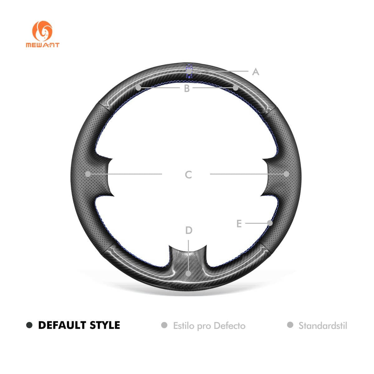 MEWANT Steering Wheel Cover for Peugeot / Fiat / Citreon Scudo 206 plus 207 CC SW Expert Partner Berlingo Jumpy 2006 - 2018 - Alcantara, Leather, Carbon Fiber, Easy Install, Non - Slip, Best Steering Wheel Cover
