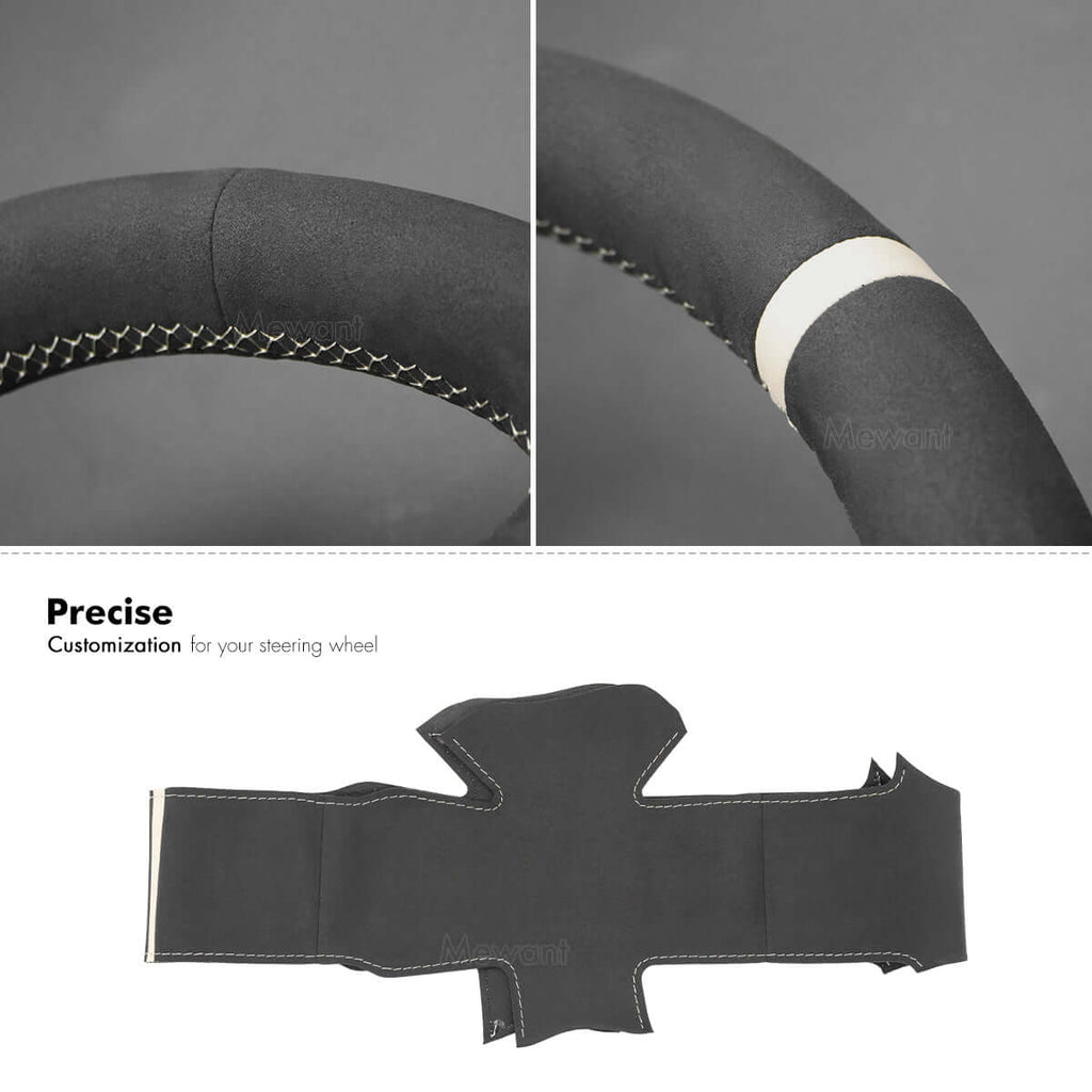 MEWANT Steering Wheel Cover for Peugeot / Fiat / Citreon Scudo Expert Traveller Jumpy Spacetourer 2016 - 2022 - Alcantara, Leather, Carbon Fiber, Easy Install, Non - Slip, Best Steering Wheel Cover