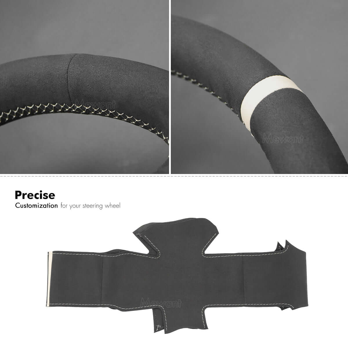 MEWANT Steering Wheel Cover for Peugeot / Fiat / Citreon Scudo Expert Traveller Jumpy Spacetourer 2016 - 2022 - Alcantara, Leather, Carbon Fiber, Easy Install, Non - Slip, Best Steering Wheel Cover