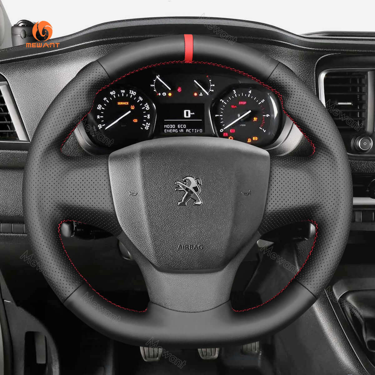 MEWANT Steering Wheel Cover for Peugeot / Fiat / Citreon Scudo Expert Traveller Jumpy Spacetourer 2016 - 2022 - Alcantara, Leather, Carbon Fiber, Easy Install, Non - Slip, Best Steering Wheel Cover