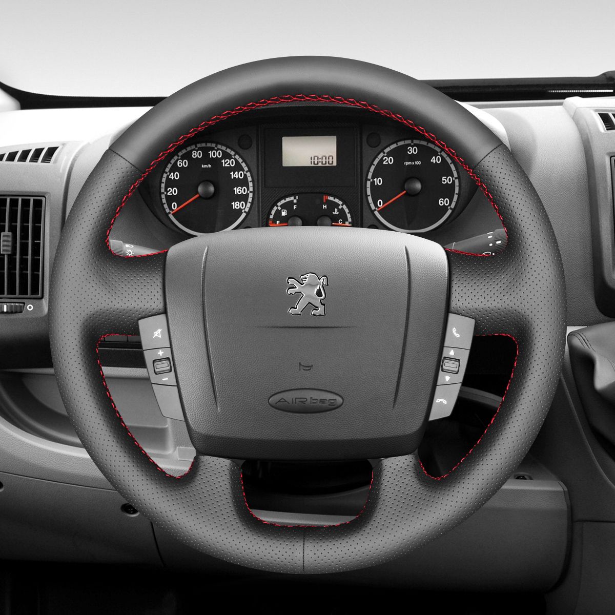 MEWANT Steering Wheel Cover for Peugeot / Fiat / Citroen Ducato Boxer Jumper Relay 2017 - 2020 - Alcantara, Leather, Carbon Fiber, Easy Install, Non - Slip, Best Steering Wheel Cover