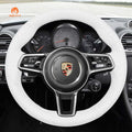 MEWANT Steering Wheel Cover for Porsche 911 718 Boxster Cayman 718 Spyder 918 Spyder Cayenne Macan Panamera 2014 - 2021 - Alcantara, Leather, Carbon Fiber, Easy Install, Non - Slip, Best Steering Wheel Cover