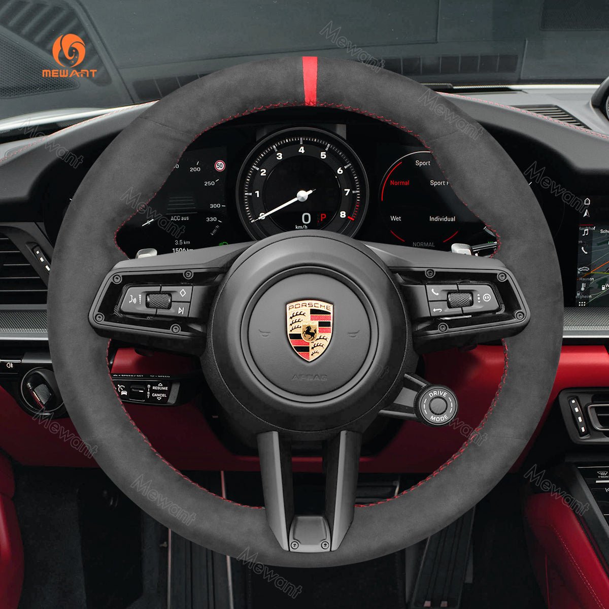 MEWANT Steering Wheel Cover for Porsche 911 (992) 2020 - 2022 / Macan 2022 - 2023 / Panamera 2021 - 2022 / Taycan 2020 - 2022 - Mewant Cover