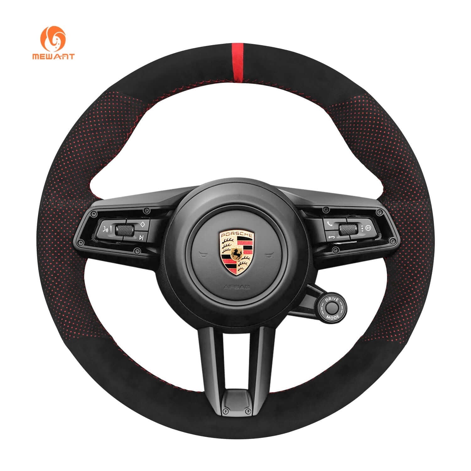 MEWANT Steering Wheel Cover for Porsche 911 992 Macan Panamera Taycan 2020 - 2023 - Alcantara, Leather, Carbon Fiber, Easy Install, Non - Slip, Best Steering Wheel Cover